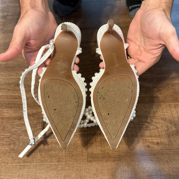 Gianni Bini White Taylinn Three Double Pearl Bow Dress Pumps - Picture 5 of 5